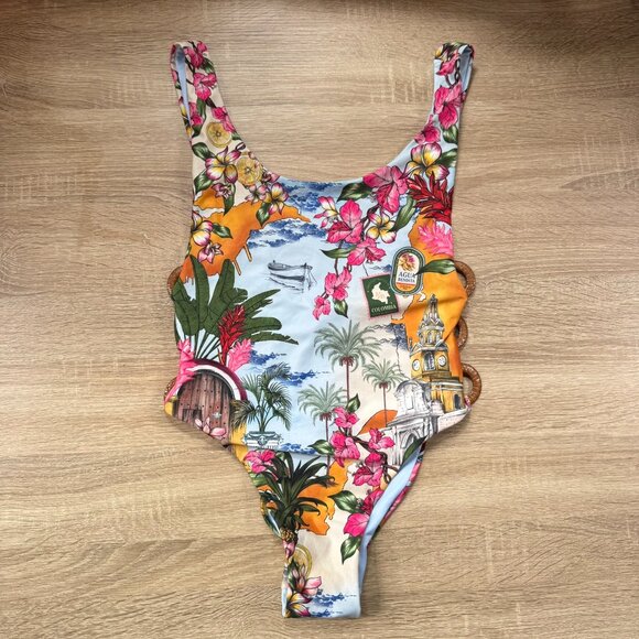 NWT Agua Bendita Ventura Tribeca One Piece Swimsuit Rings Size Medium - Picture 5 of 11